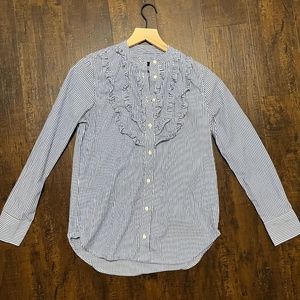 J Crew Striped Button Down Blouse, XS